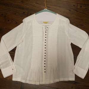 Anthropologie Maeve white long sleeve blouse